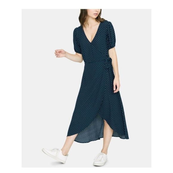 Sanctuary Polka Dot Dress Wrap Surplice Short Sleeve Dotted Rayon Coquette Sz 6 - Picture 1 of 14
